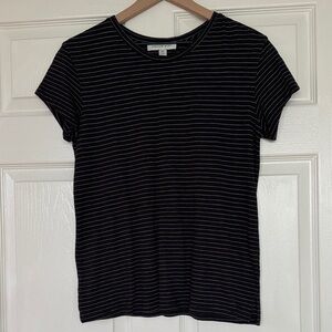 Amour Vert Black Tee with White Stripes